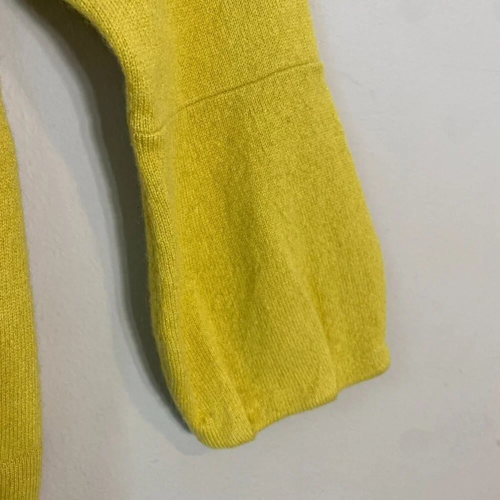 Boden Women's Size 4 100% Cashmere Puff Sleeve Knit Pullover Sweater Yellow Cozy - Picture 9 of 15